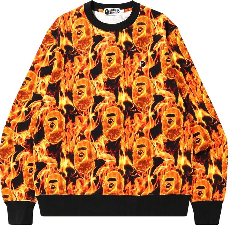 

Толстовка BAPE Flame Wide Crewneck 'Orange', оранжевый