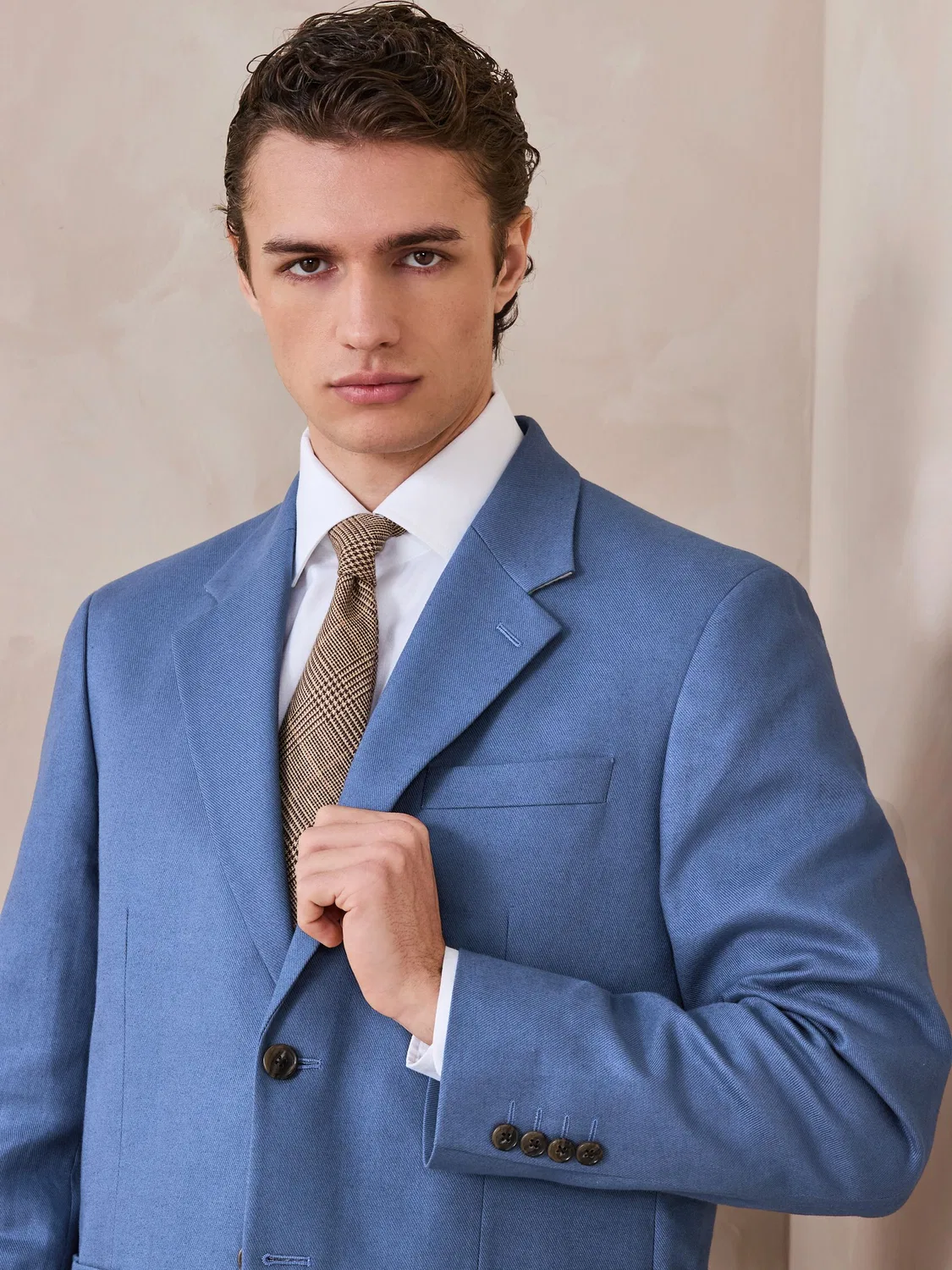 Пиджак костюмный Relaxed Fit из смеси льна Next, синий — фото 4