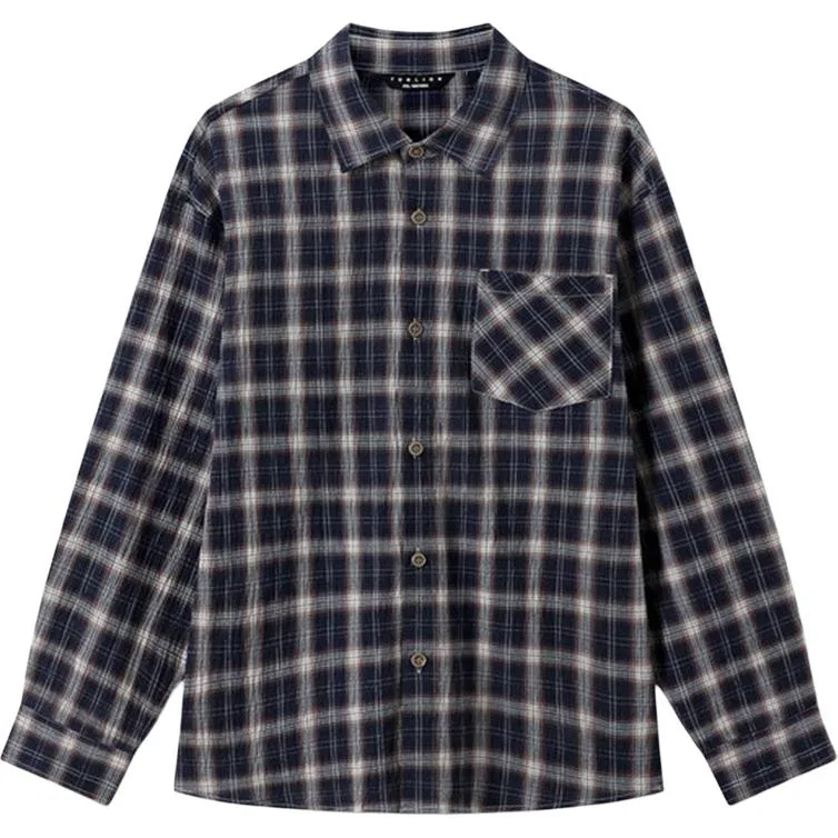 Детская рубашка с длинным рукавом в клетку Tonlion, Navy Blue Plaid