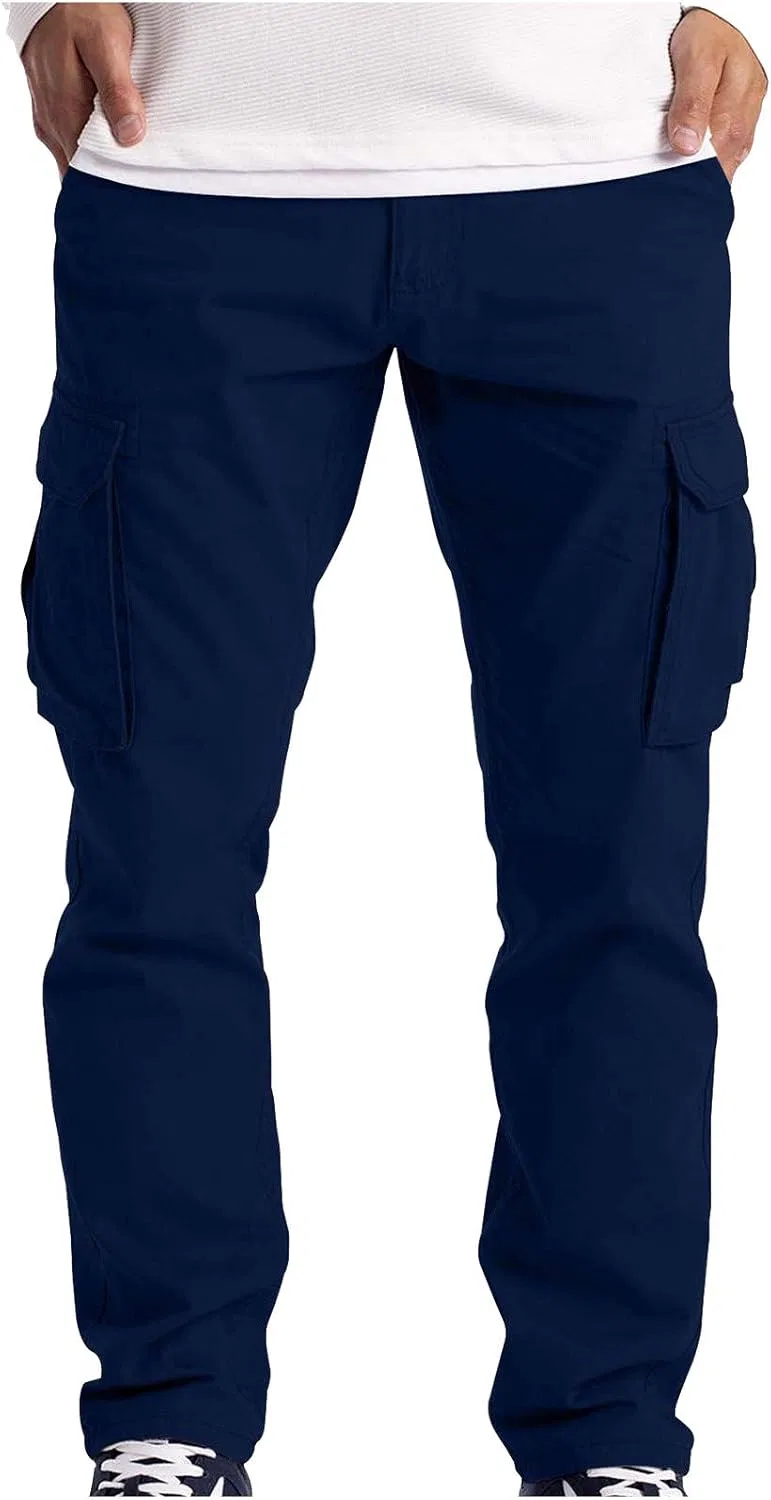 Мужские брюки карго с шестью карманами, Slim Fit, тёмно-синий