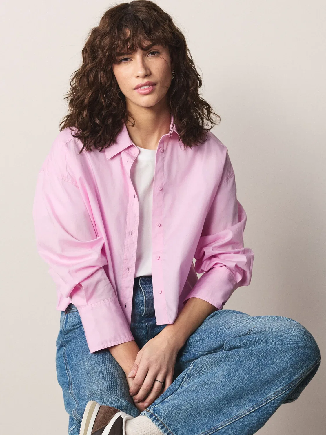 Рубашка оверсайз кроп, Pink Next
