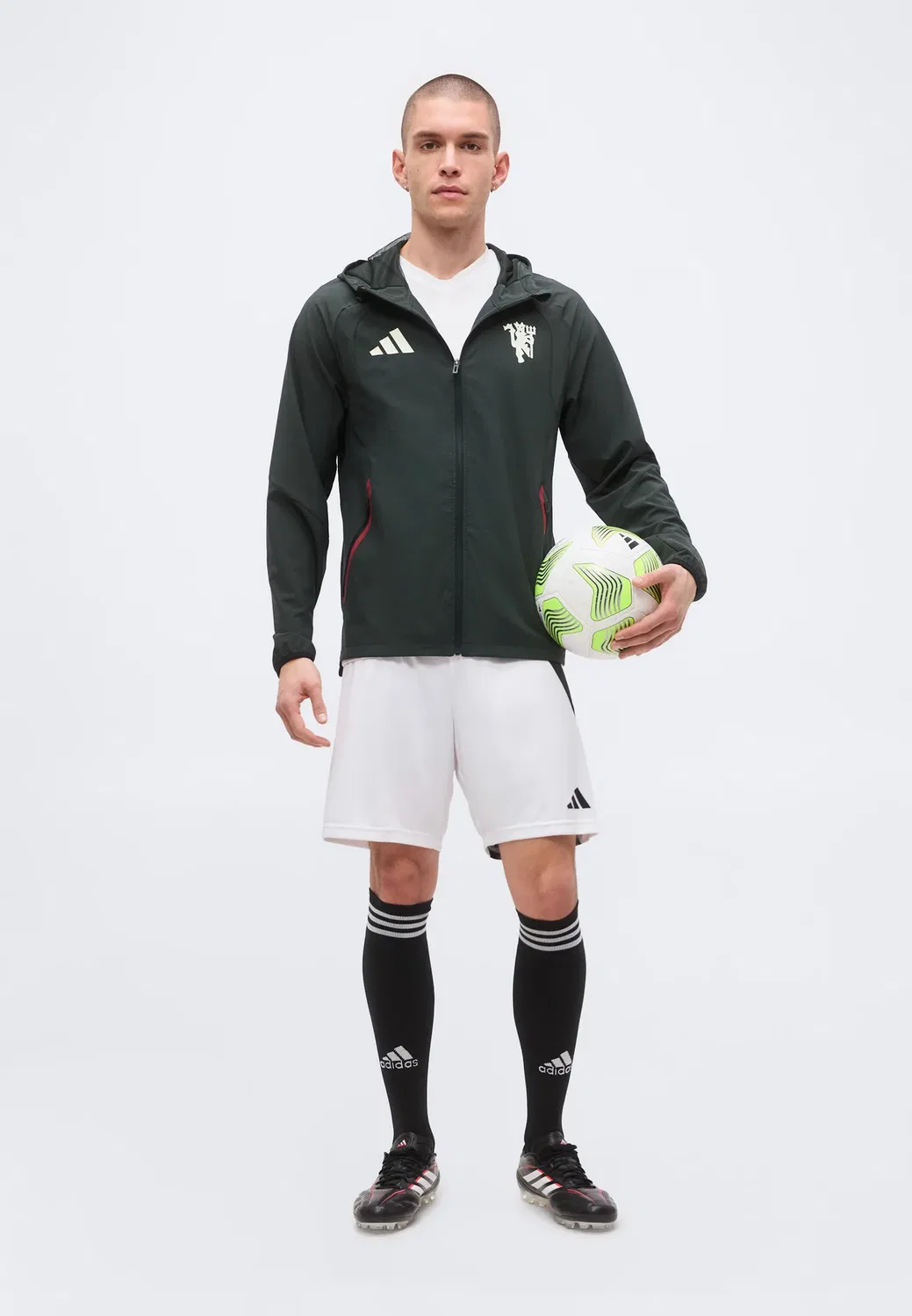 Футболка Manchester United Tiro Travel на молнии - клубная одежда Adidas Performance, Jungle Ink — фото 2