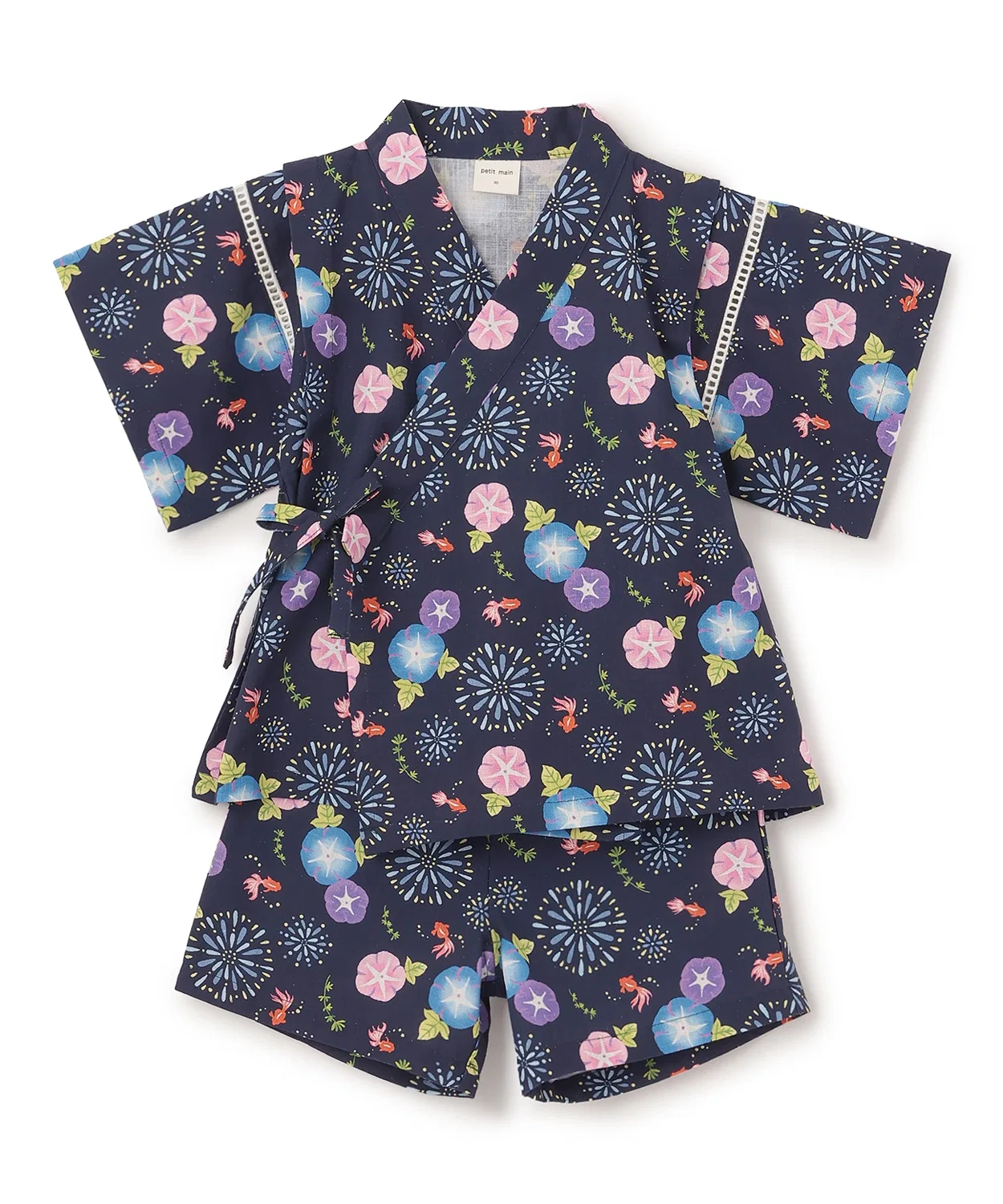 Детское кимоно для девочек с принтом, модель GIRLS, petit main, Navy