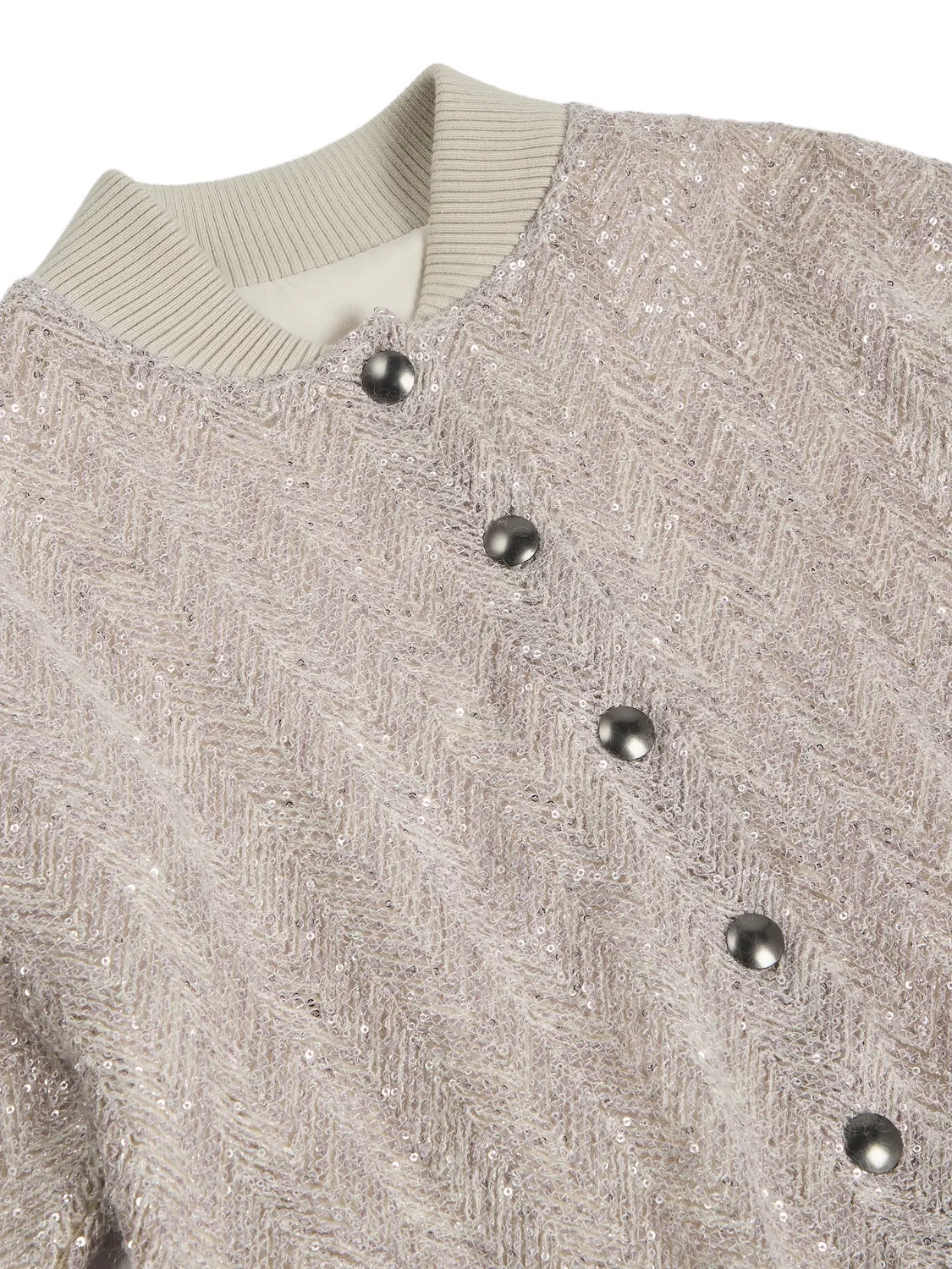 Бомбер с пайетками Brunello Cucinelli Kids, нейтральные цвета — фото 3