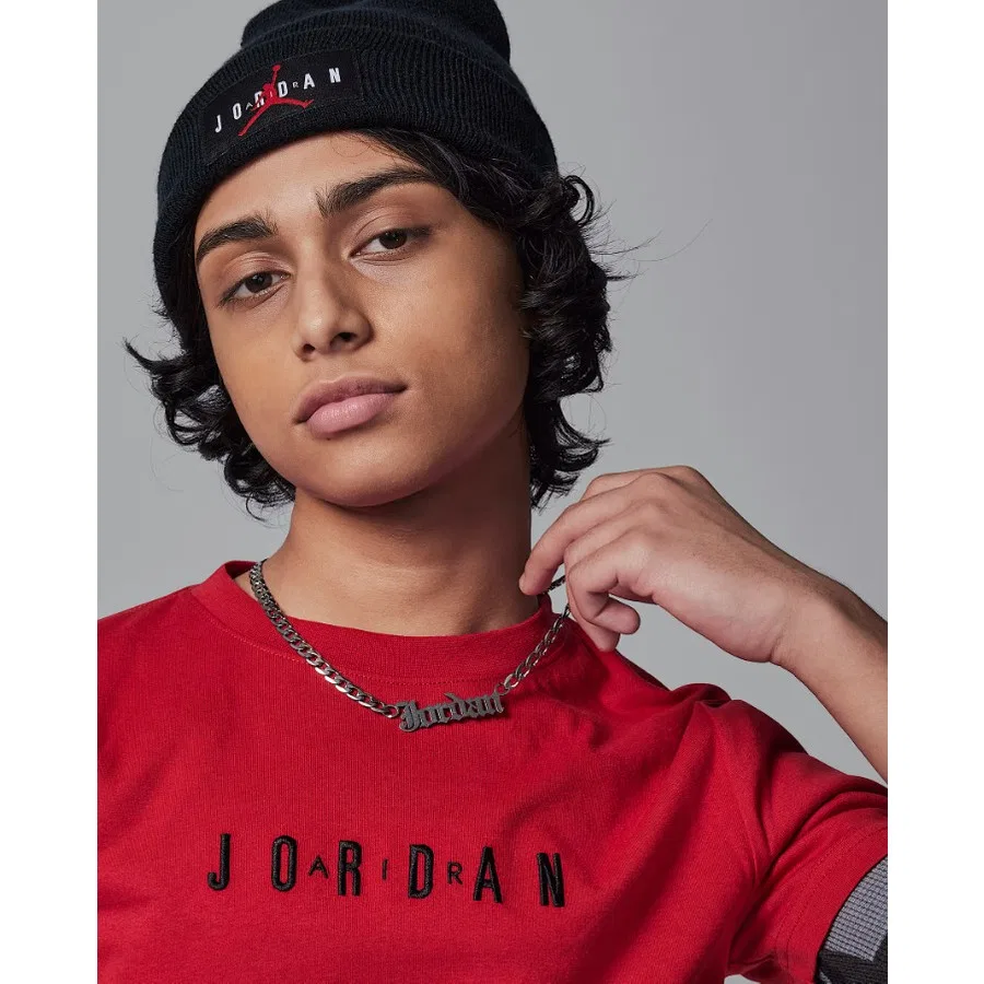 Детская футболка с длинным рукавом Nike Jordan JDB MJ Wordmark Emb Crew, Красный — фото 3