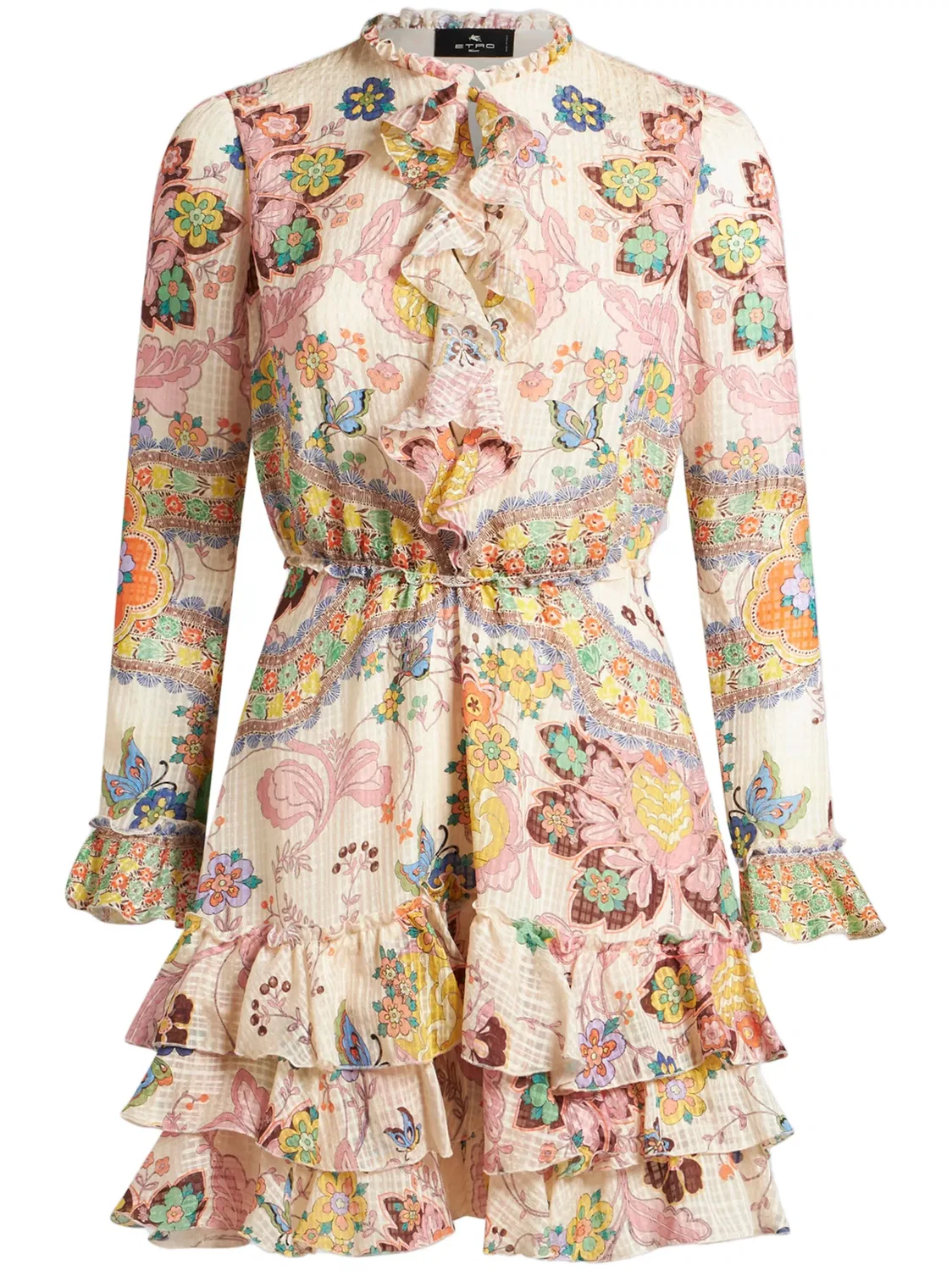 Мини-платье с рюшами ETRO, бежевый