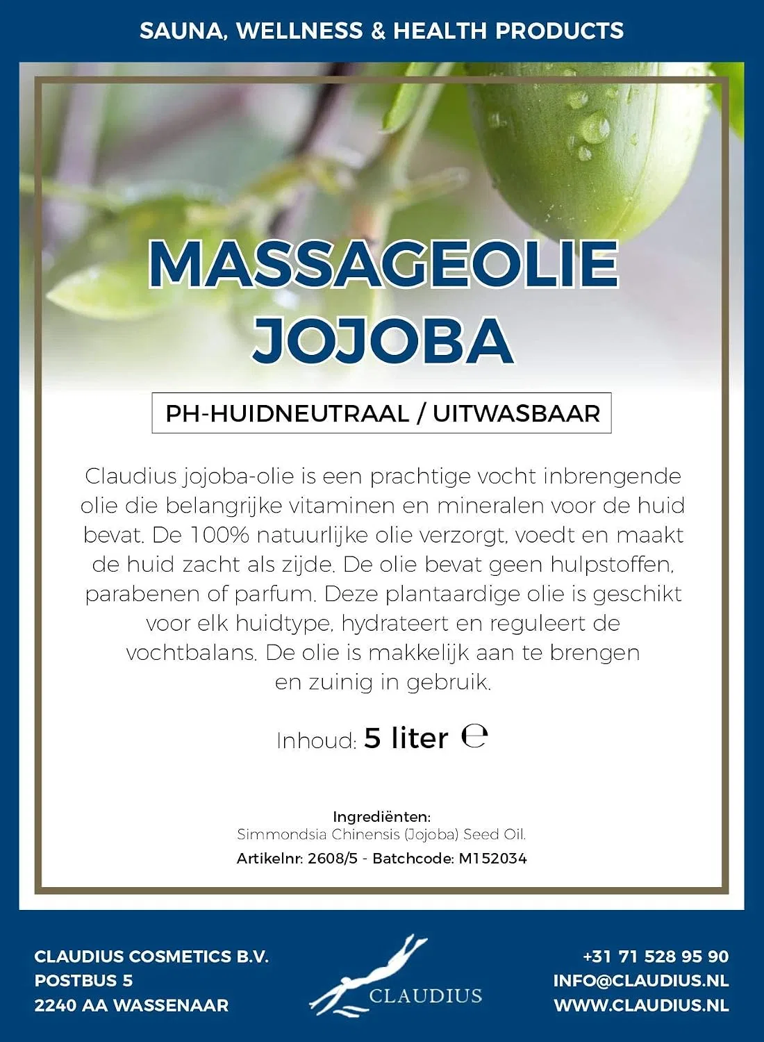 Масло для тела Jojoba Oil 1L, Claudius — фото 2