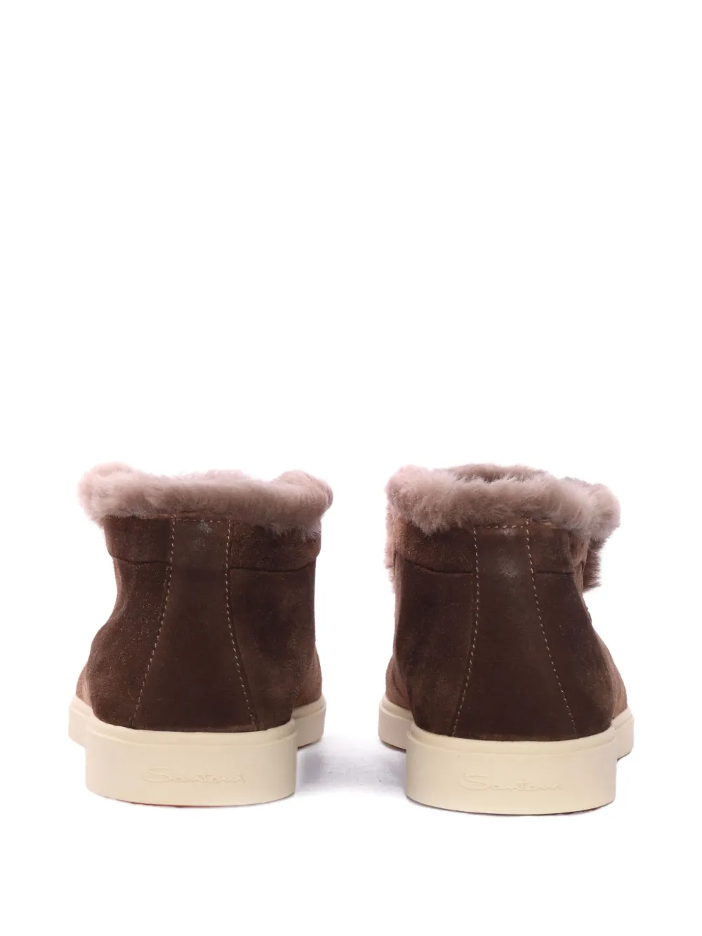 Замшевые сапоги с меховой отделкой Santoni, коричневый — фото 3