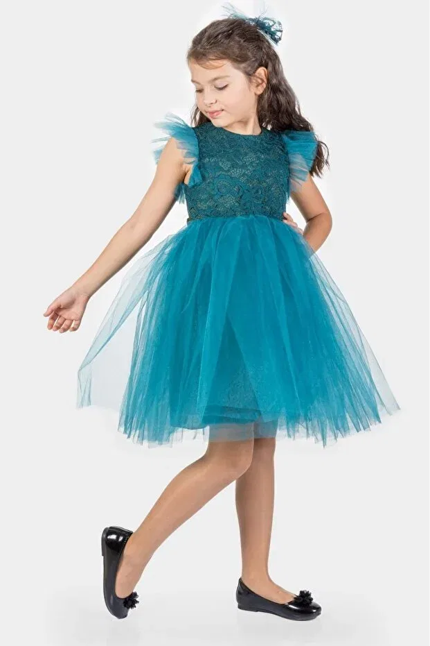 Детское платье для девочек кружевное Mnk Baby&Kids, Blue — фото 3