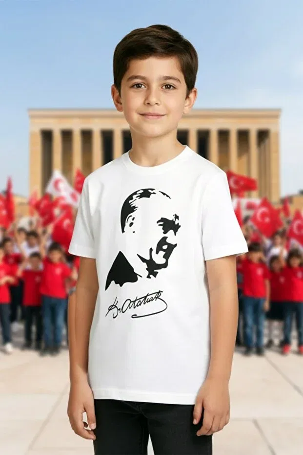 Детская футболка с принтом Ataturk printed t-shirt Dmb Kids, White — фото 3