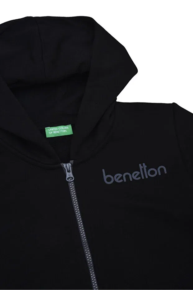 Детское худи для девочек с принтом United Colors Of Benetton, Black — фото 2