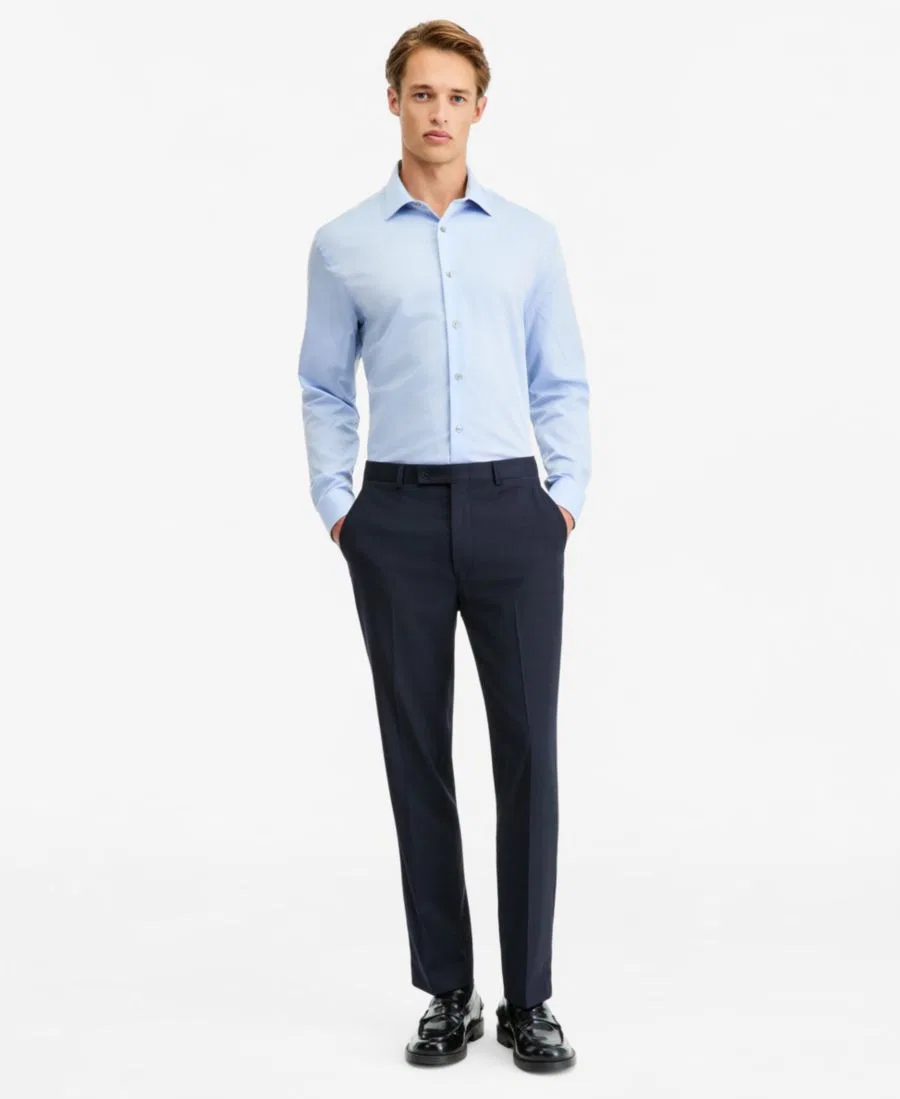 Брюки классические мужские с принтом в клетку Calvin Klein, Navy Plaid