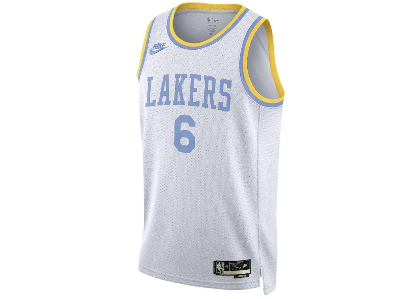 Мужская баскетбольная джерси с длинным рукавом Nike NBA Los Angeles Lakers Dri-FIT Swingman Jersey, White/Baby Blue/Yellow