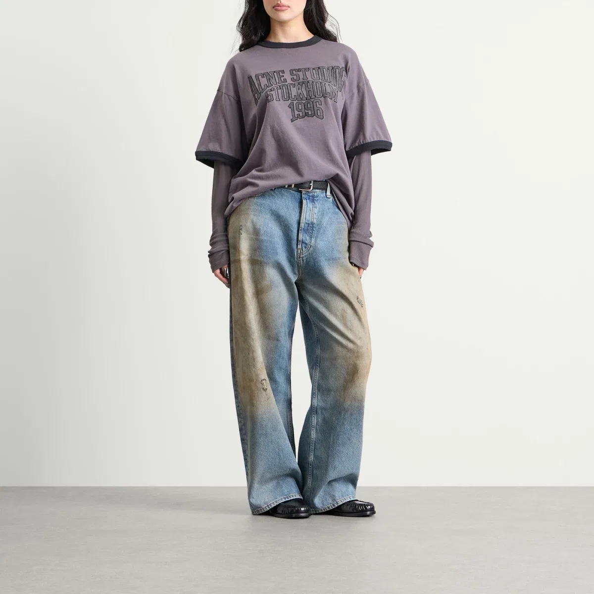 Топ с длинным рукавом Edra Double College Top Acne Studios, Dark Purple & Black — фото 4
