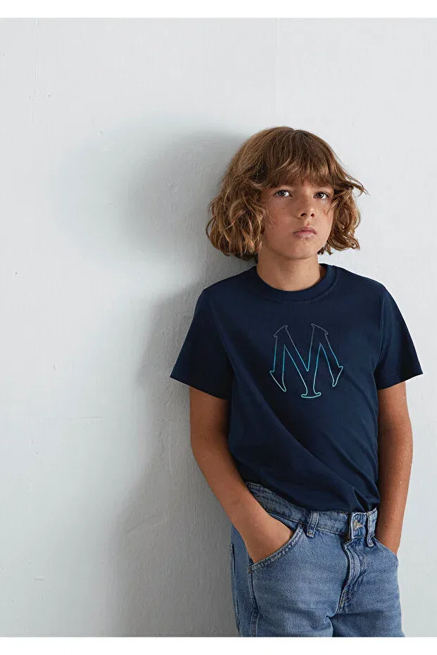 Детская футболка с принтом M Logo Mavi, Navy Blue-70490