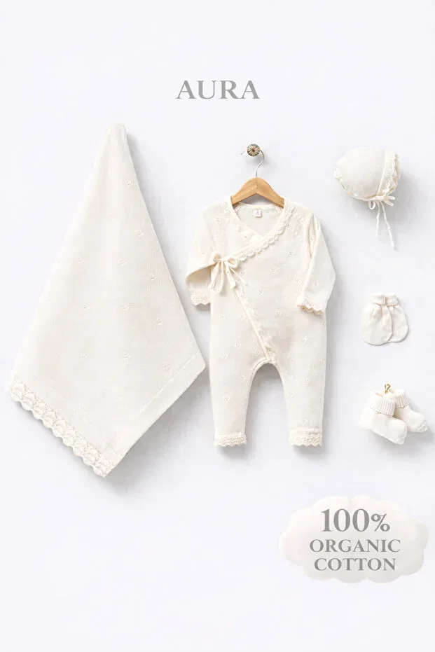 Детский комплект для новорожденных из хлопка Aura baby girl Naka Concept, Beige