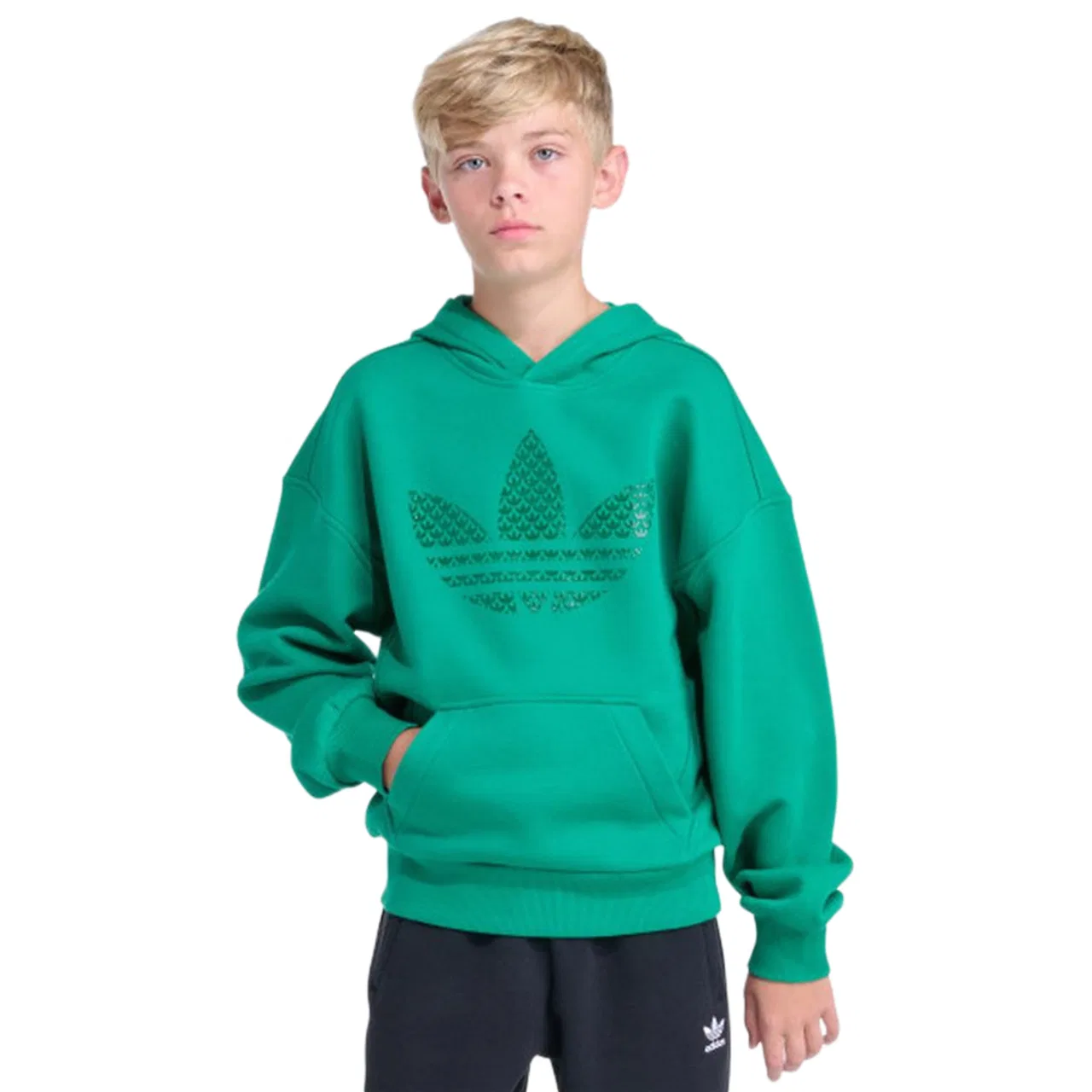 Худи для мальчиков Gel Trefoil Adidas, цвет Bold Green/Bold Green