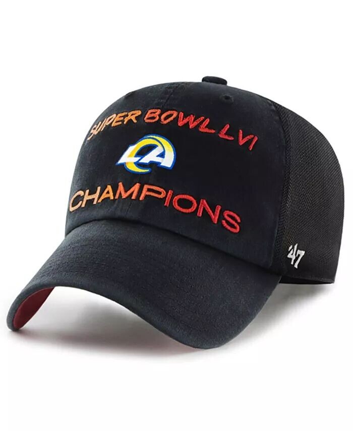 

Мужская черная регулируемая кепка Los Angeles Rams Super Bowl LVI Champions Scene Trucker Clean Up '47 '47 Brand