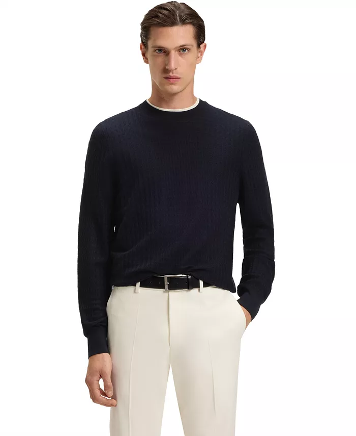 

Мужской свитер Prince Of Wales Check из шелка Hugo Boss, синий