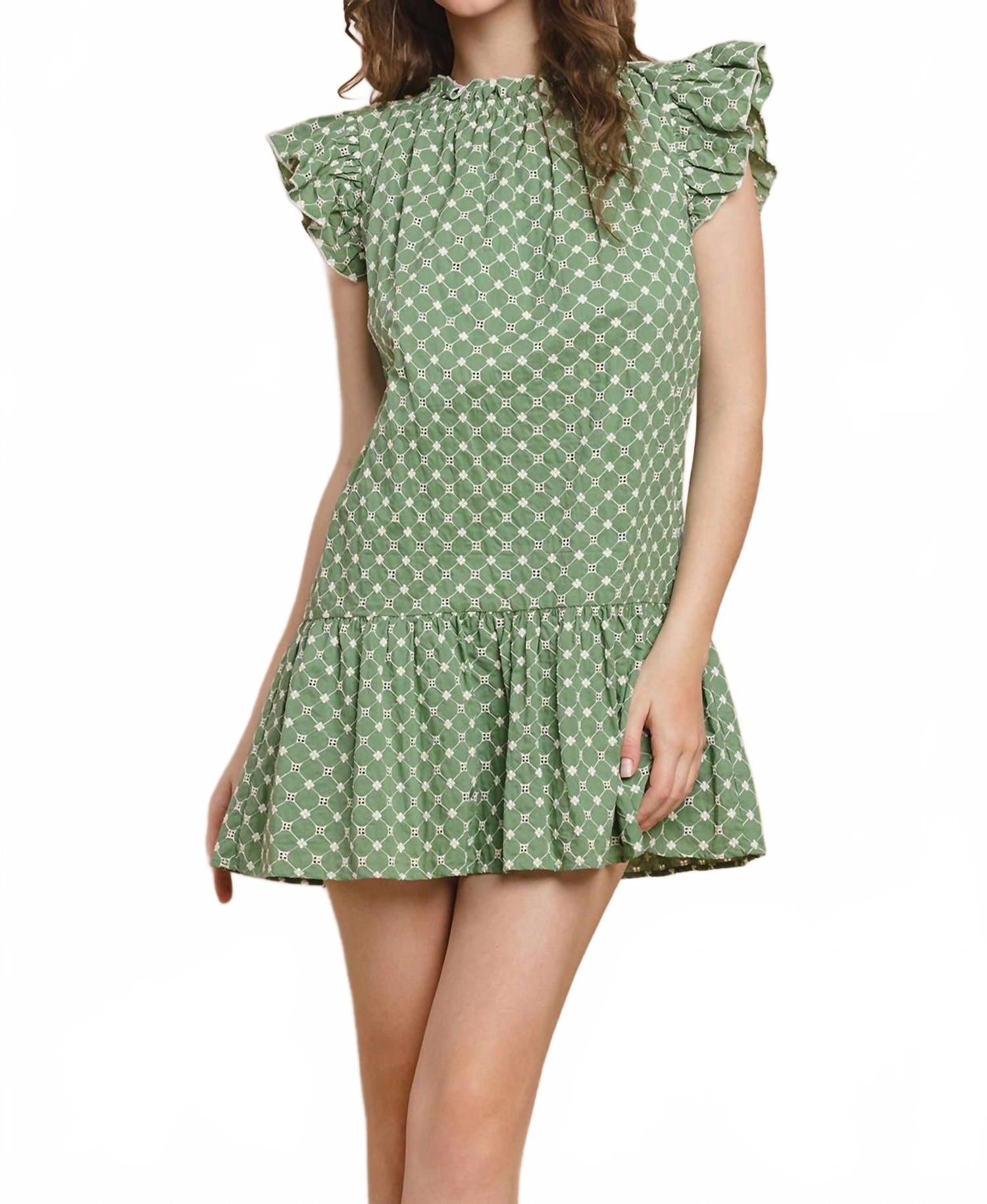 

Барри мини-платье с короткими рукавами в цвете шалфей TCEC, Sage