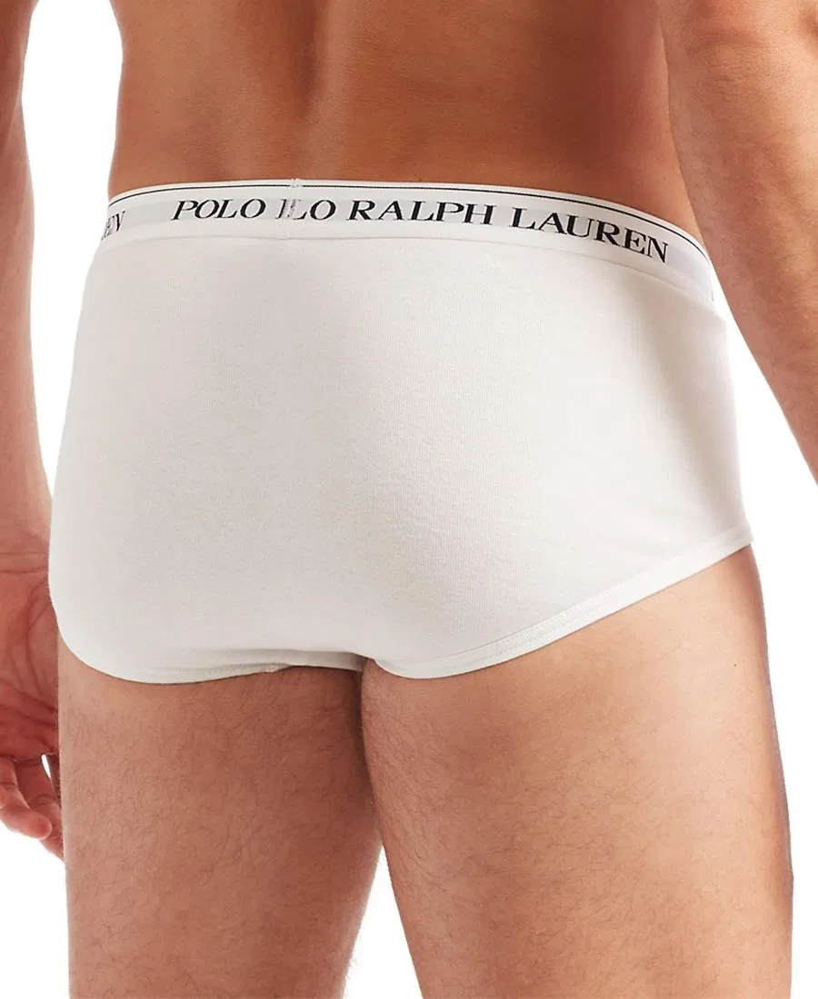 Комплект из 3 мужских хлопковых трусов больших размеров Polo Ralph Lauren, белый — фото 2