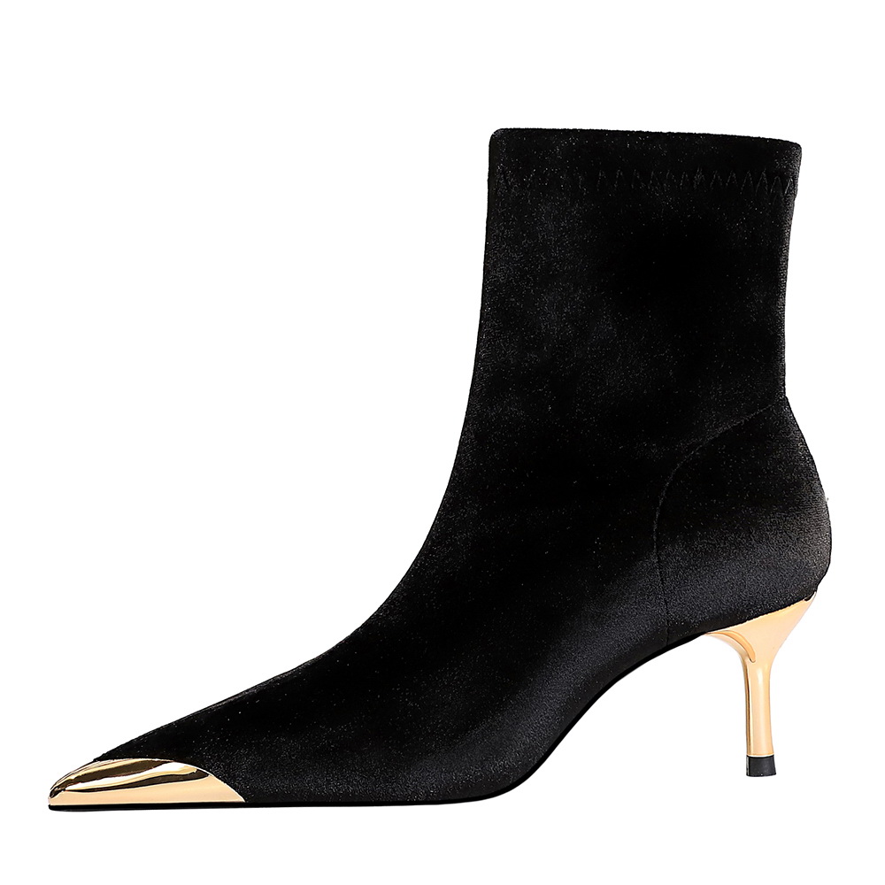 QITUMAUL Черные женские ботильоны [высота каблука 8 см], цвет Black[Heel Height 8cm] — фото 3