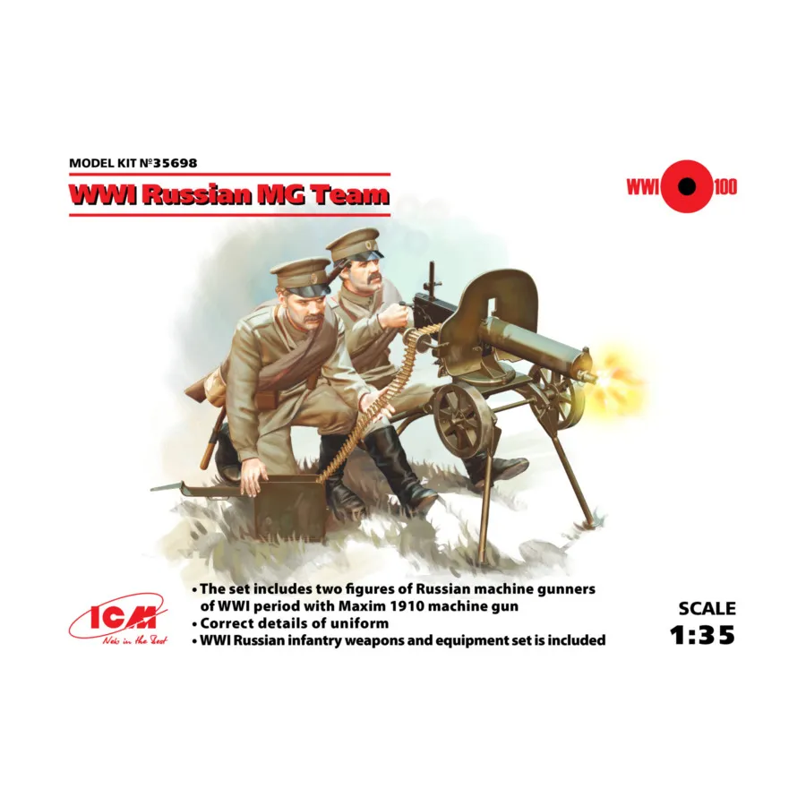 

Русская команда Максима МГ времен Первой мировой войны, Military Models 1/35 Scale (ICM)