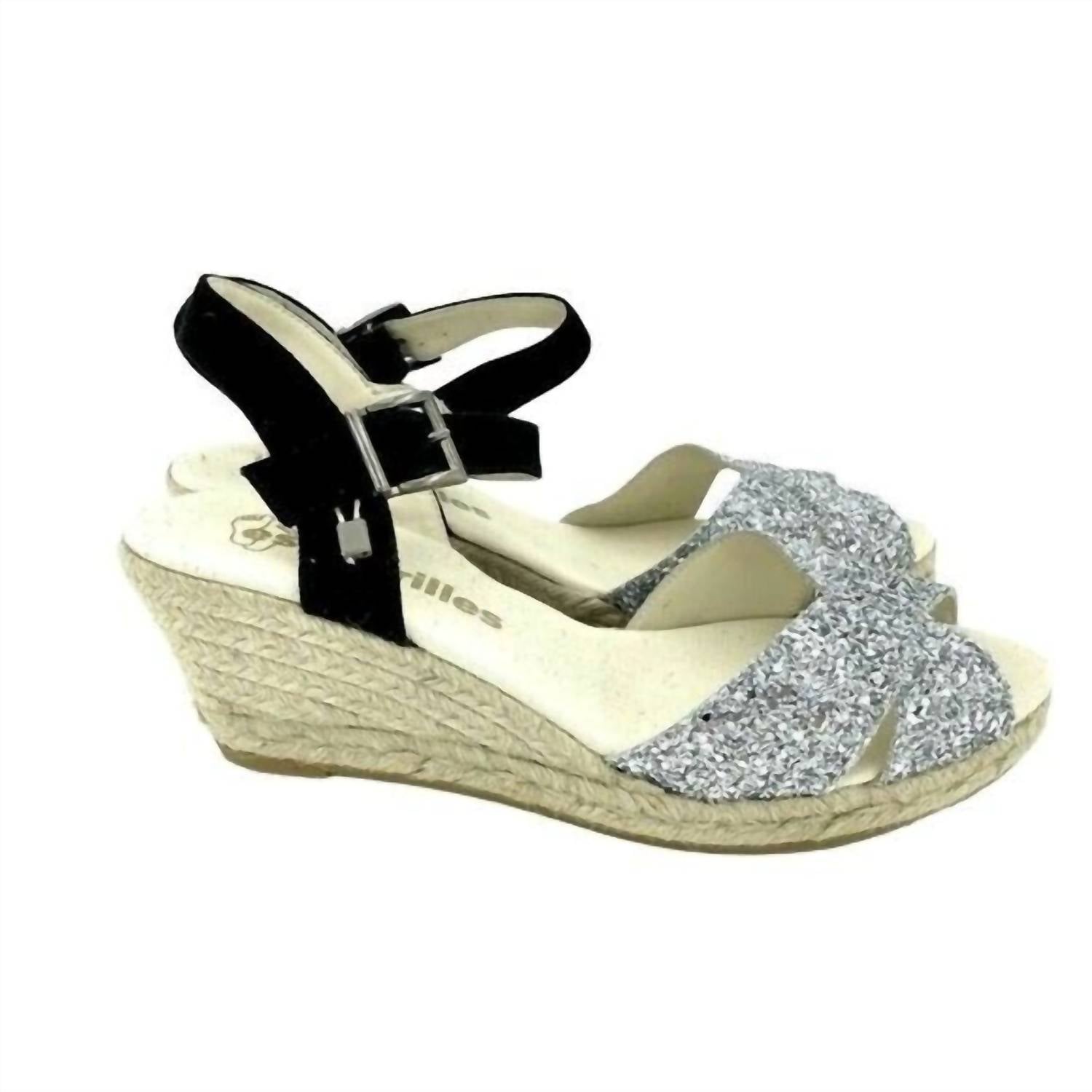 Женские блестящие босоножки Boem на платформе серебристого цвета Espadrilles — фото 2