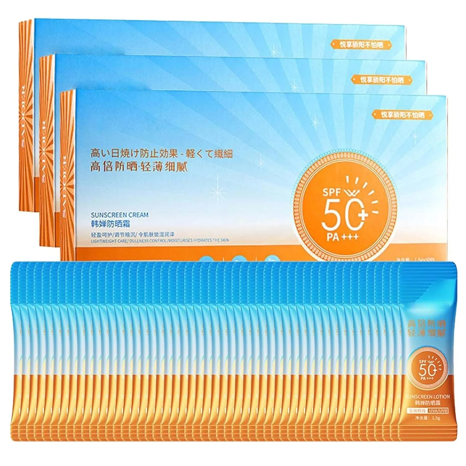 Мини-солнцезащитный крем в дорожном формате SPF 50+++, 50 шт. Generisch, Pack Of 150