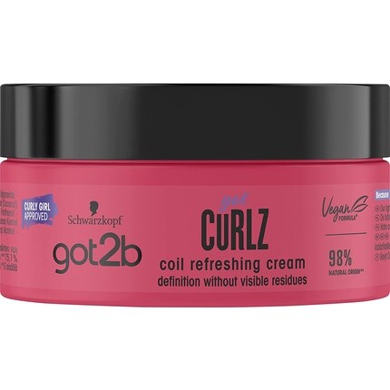 

Schwarzkopf Vegan Curl And Coil Освежающий крем для волос с кокосовым маслом, касторовым маслом, аргановым маслом и маслом ши, 200 мл, Got2B