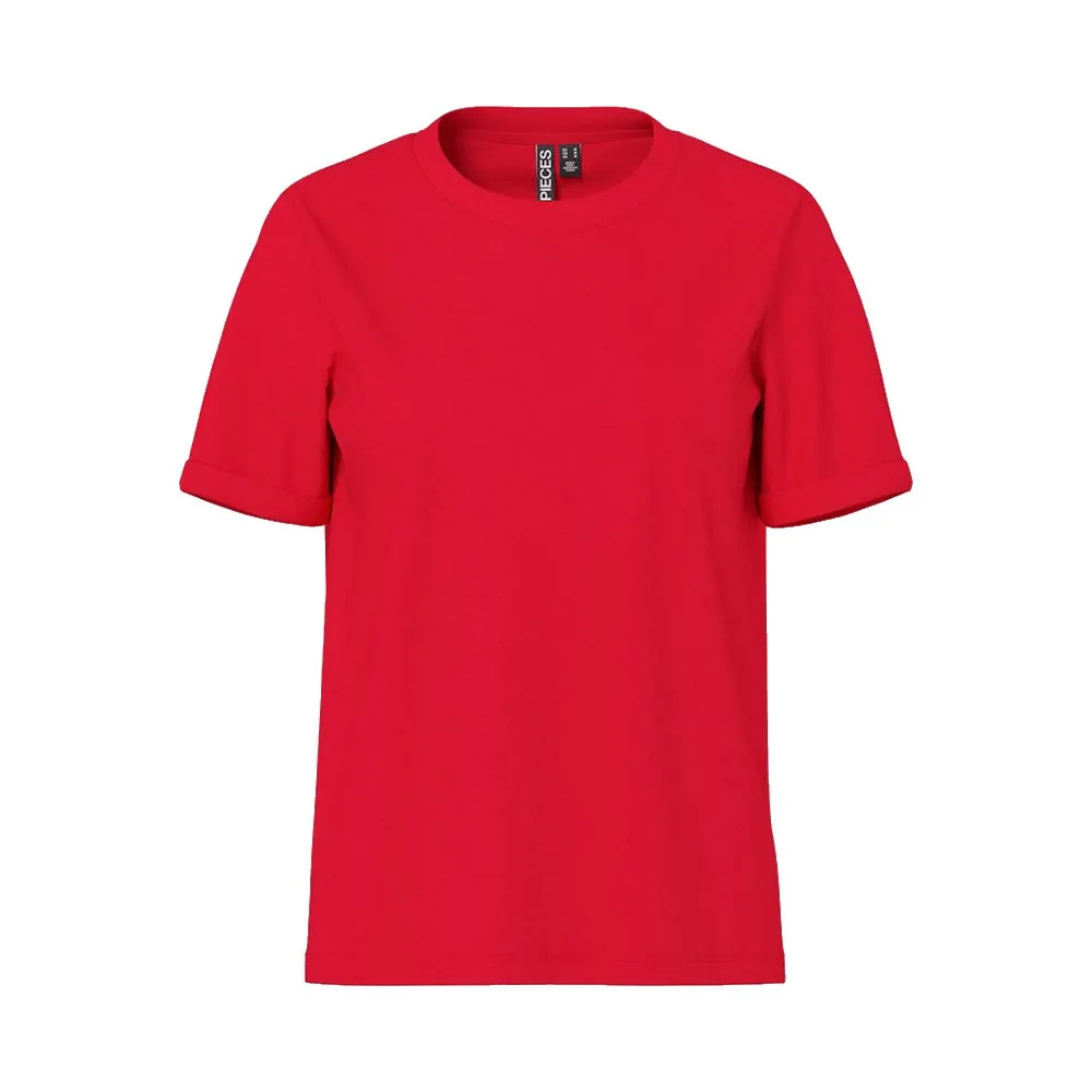

Футболка с коротким рукавом Pieces Ria Fold Up Solid, красный