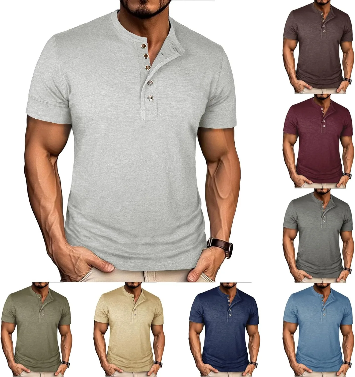 

Мужская короткая рубашка-поло с пуговицами, легкая хлопковая, весна-лето 2026 Lmdudan