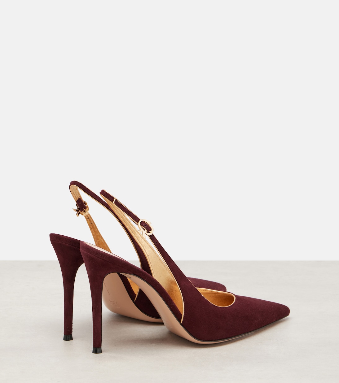 Лодочки Ribbon Sling 95 с ремешком на щиколотке из замши Gianvito Rossi, Royale+Mekong — фото 2