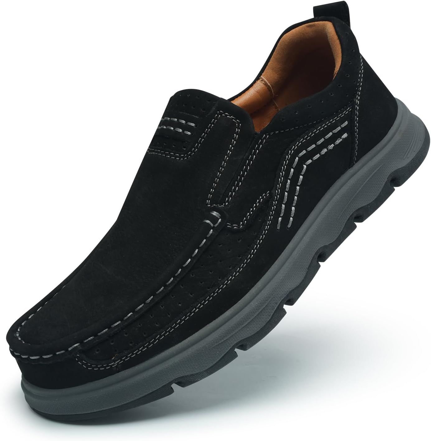 

Мужские кожаные слипоны-лоферы для повседневной носки, классические, для улицы, прогулок, походов, работы и офиса, удобные Luodenglang, черный