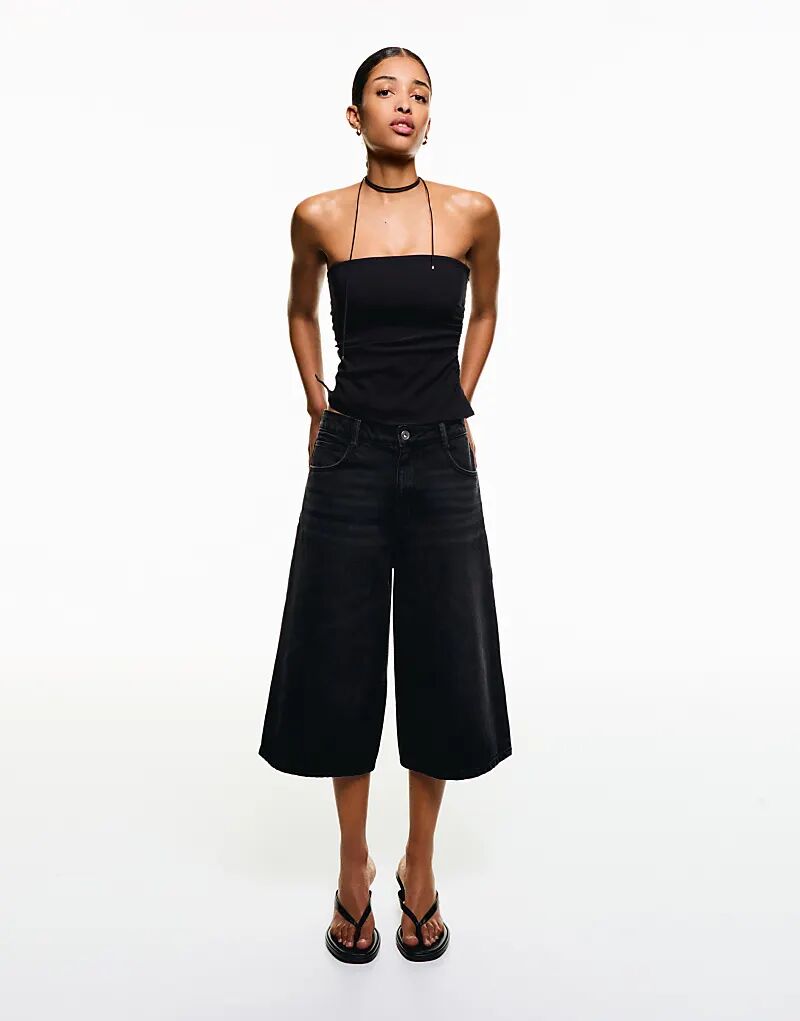 

Джинсовые бермуды Bershka Baggy Denim черного цвета