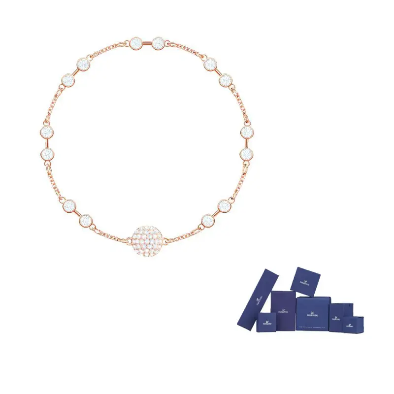 

Swarovski Искусственный хрустальный браслет для женщин с белым и розовым золотым покрытием