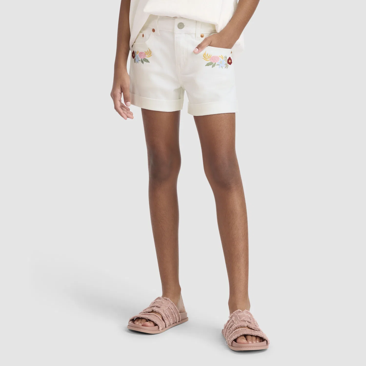 Вышитые шорты "Девочка подруга" для девочек 7-16 лет Levi's, Antique White