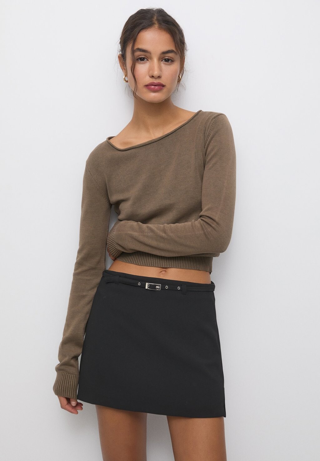 

Юбка-колокольчик Side Slit PULL&BEAR, черный