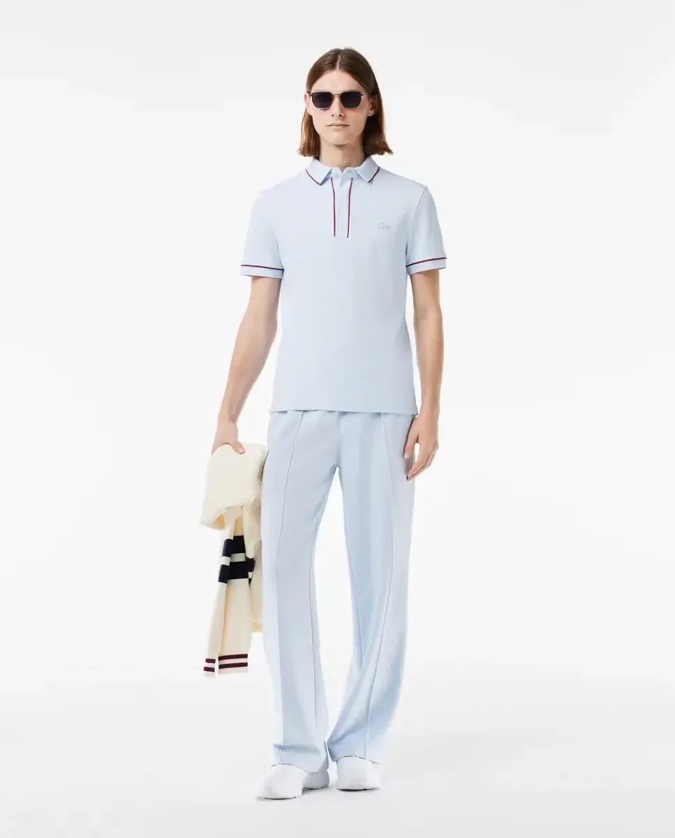 Поло Lacoste Paris мужское, прямого кроя, эластичное пике, светло-голубой — фото 4
