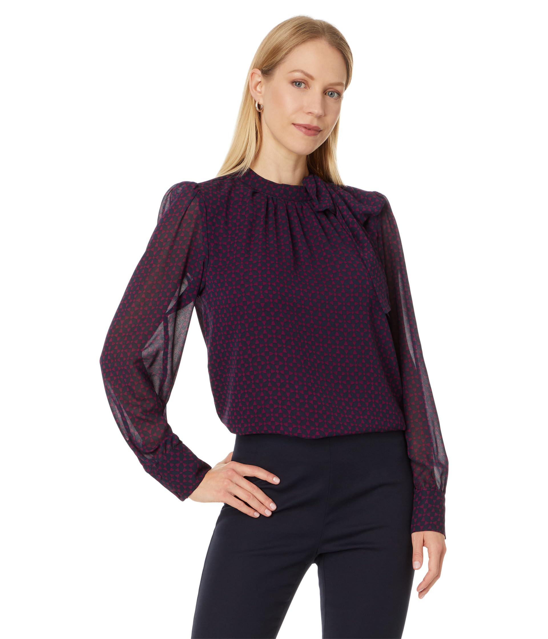 

Топ CeCe Long Sleeve Top W/ Neck Tie, Pickled Beet