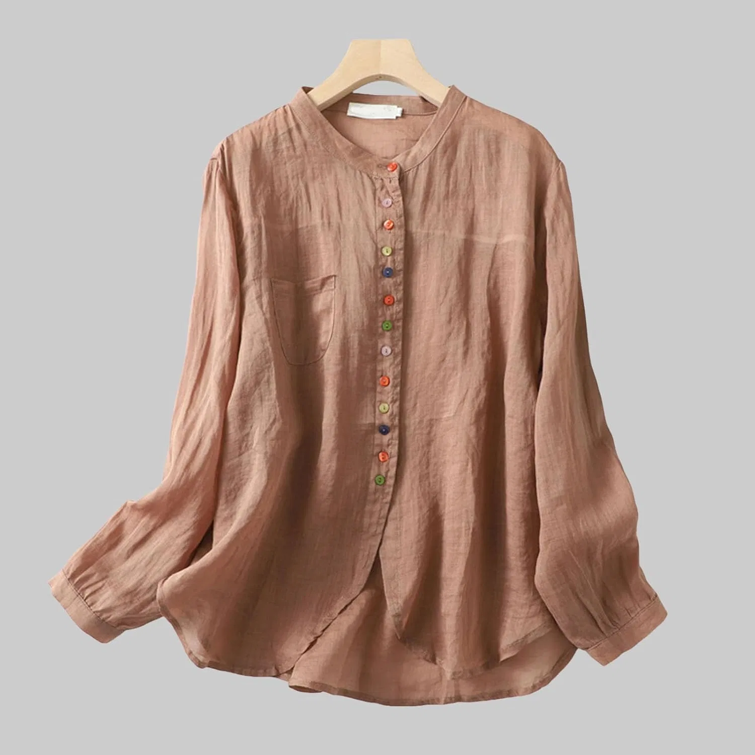 Блуза, длинный рукав Button-Down, розовый — фото 3