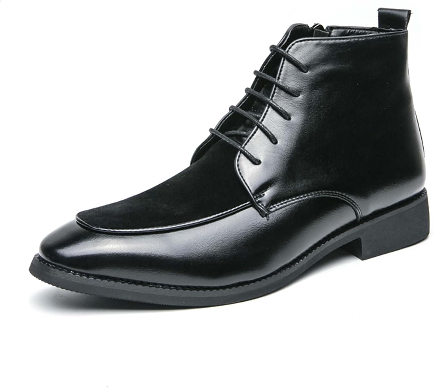 

Мужские оксфорды, модные ботинки на шнуровке, деловые повседневные формальные ботинки чукка, удобные для конференций, костюмов, униформы, свадеб, банкетов, высокие кожаные туфли Generic, черный