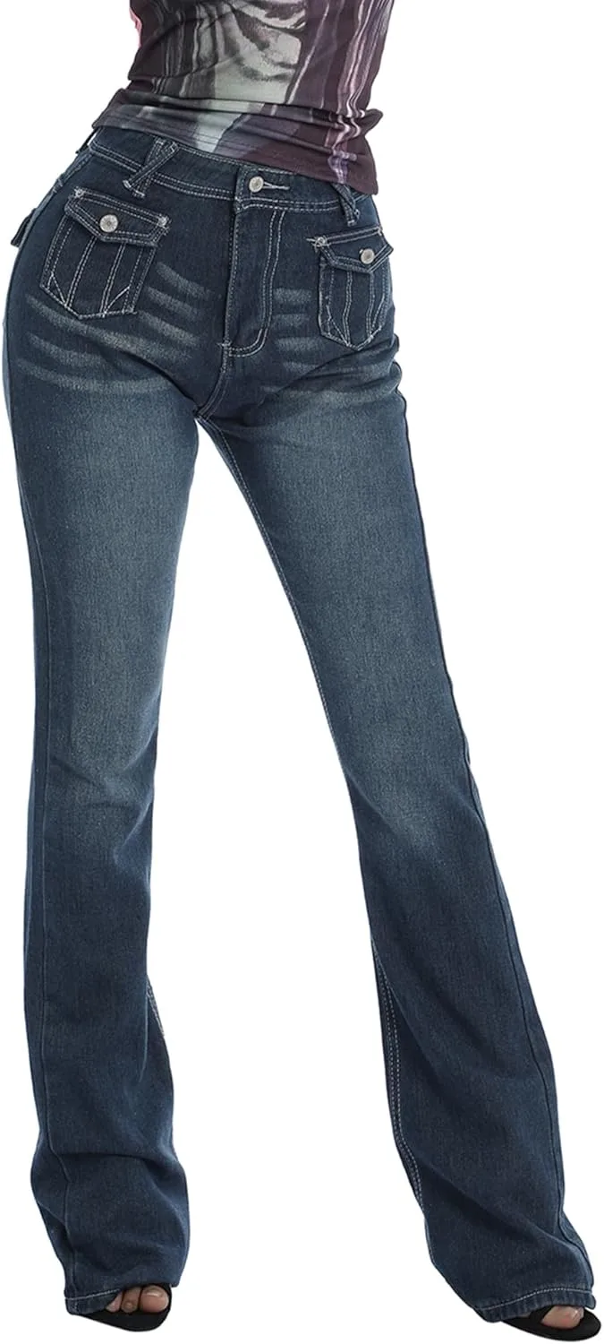 

Женские джинсы Y2K с низкой посадкой, прямые, расклешенные Kfsghdnz