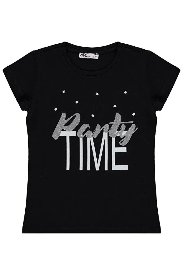 Детская футболка для девочек с принтом Party time printed Civil Girls, Black