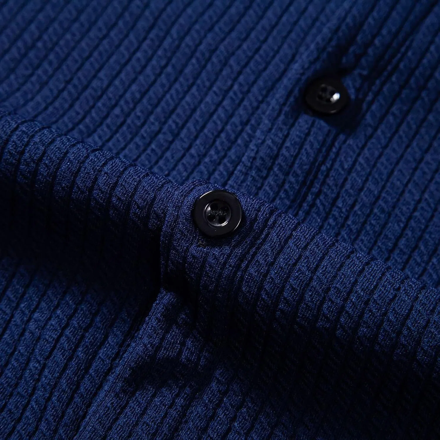 Мужская футболка с полосками Summer Button Down Lapel, Navy — фото 3