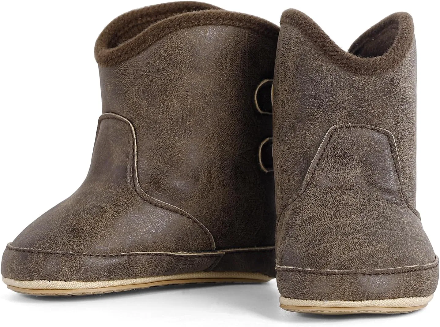 Детские ботинки для мальчиков с круглым носком Western Cowboy Boots ESTAMICO, Dark Brown — фото 2