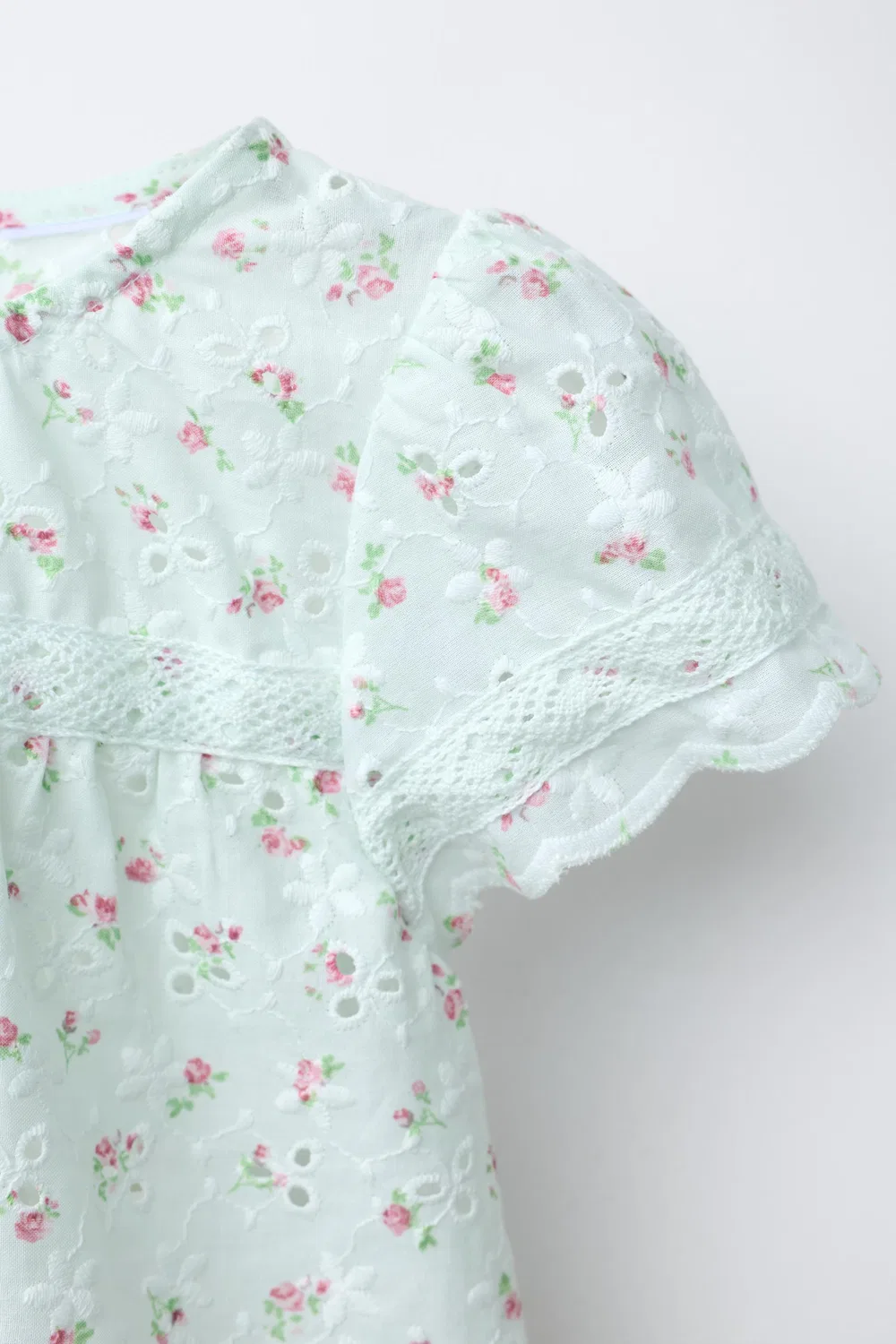 Рубашка с вышитым швейцарским цветочным принтом ZARA, Sea Green — фото 3