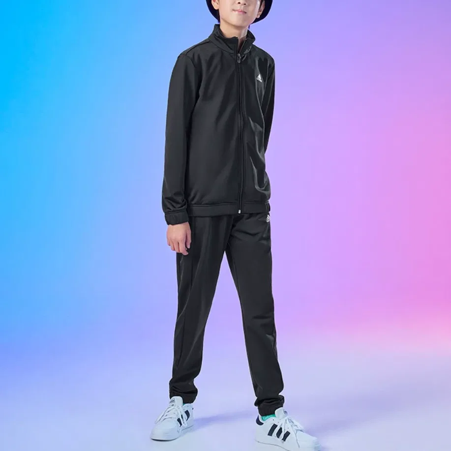 Детский спортивный комплект с воротником-стойкой Adidas, Black/Black — фото 3