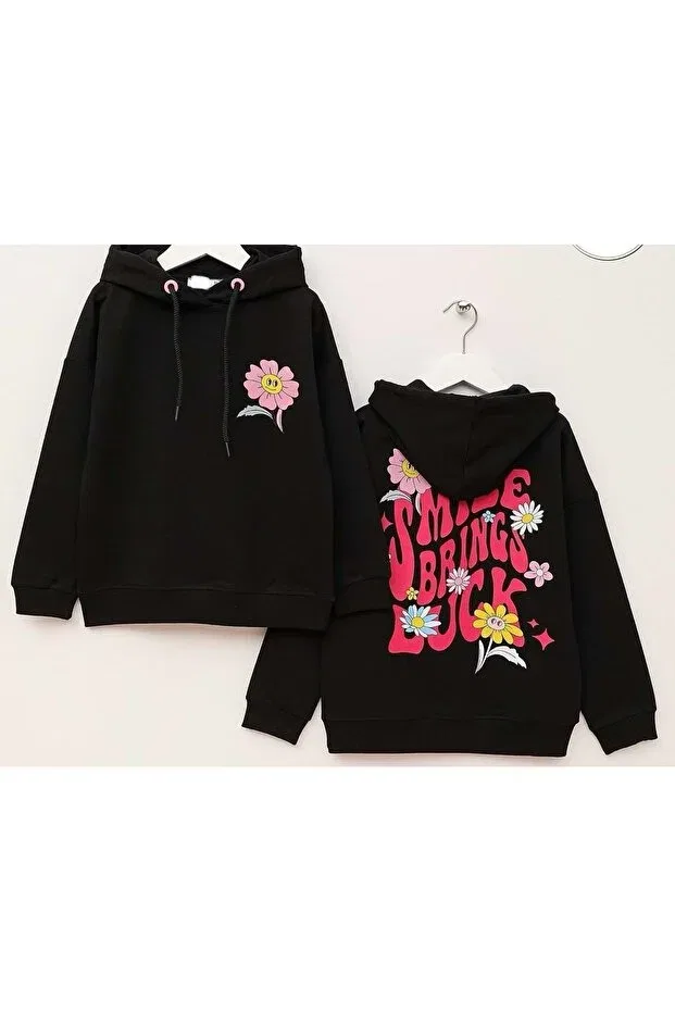 Детские свитшот для девочек с принтом Pd Kids, Black