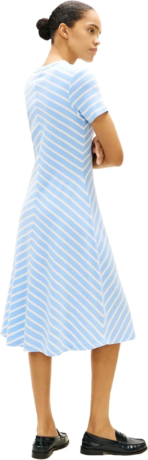 Женское повседневное платье-футболка Tommy Hilfiger, Vessel Blue/Ecru Stripe — фото 4
